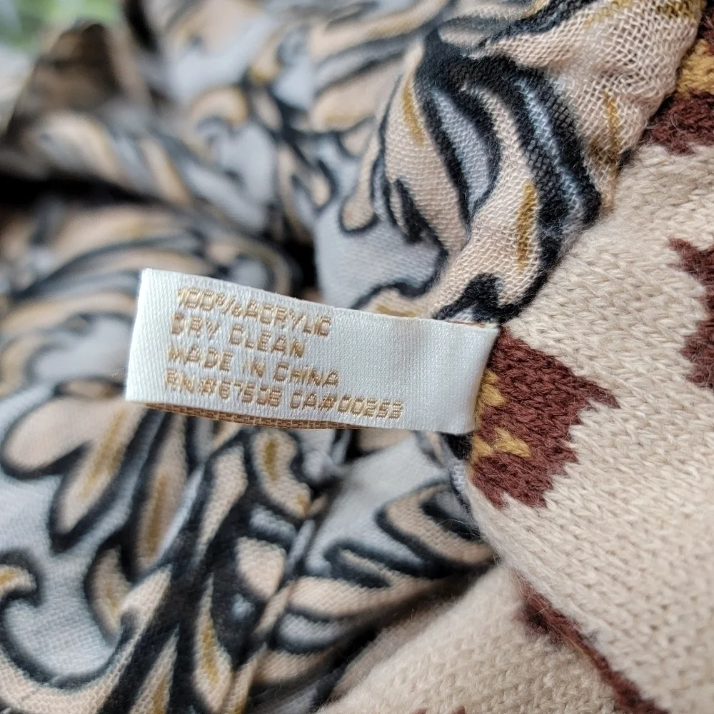 Collection Eighteen Leopard & Scroll Mixed Print & Material Infinity Scarf